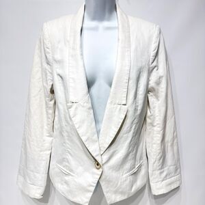 Cartonnier Anthropologie Linen Blend Blazer Jacket Women’s 10 Medium Boho White
